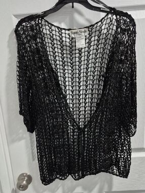 Ronni Nicole Black Open Knit Coverup